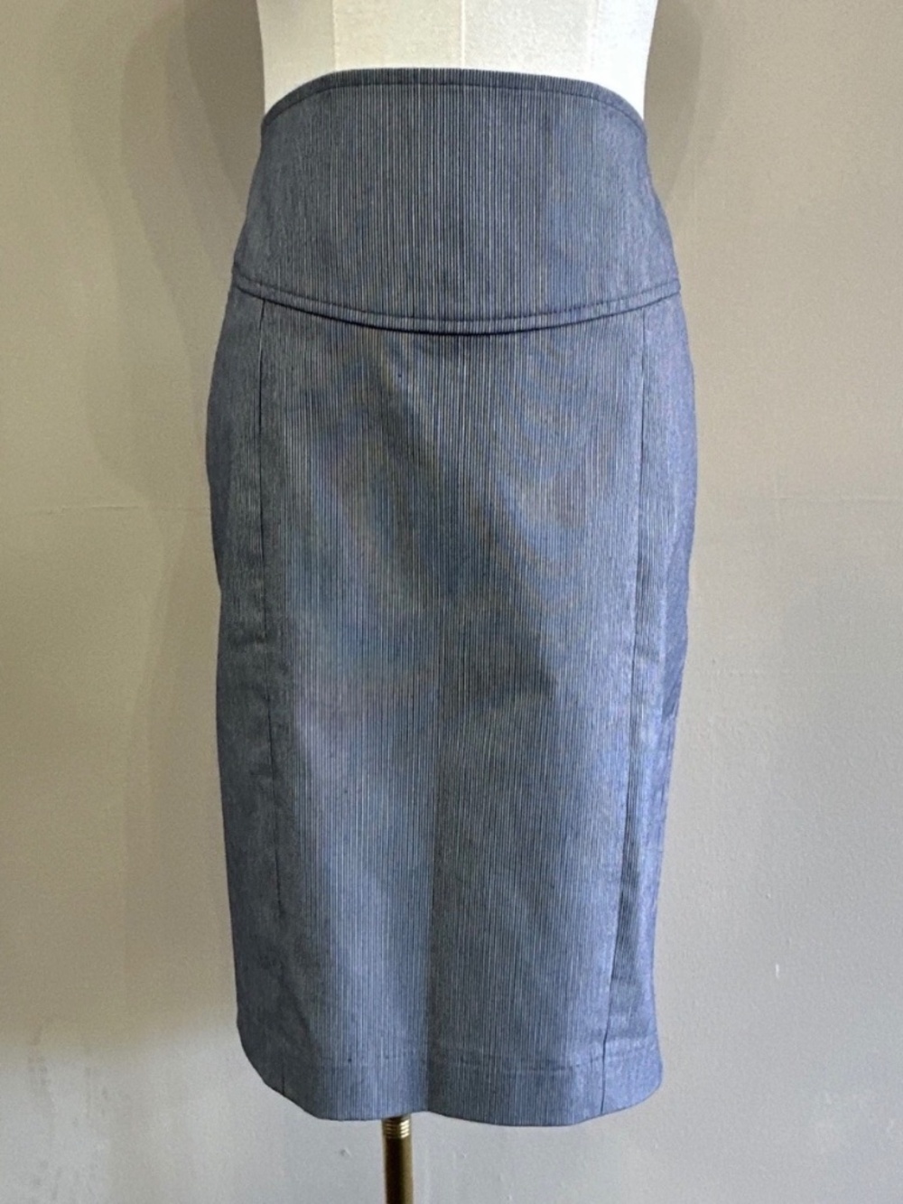 NWT Banana Republic Blue Stripe Denim Pencil Skirt Size 6 Stretch Zip